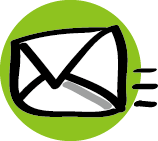Illustration of an envelope symbolizing an e-mail going left. 