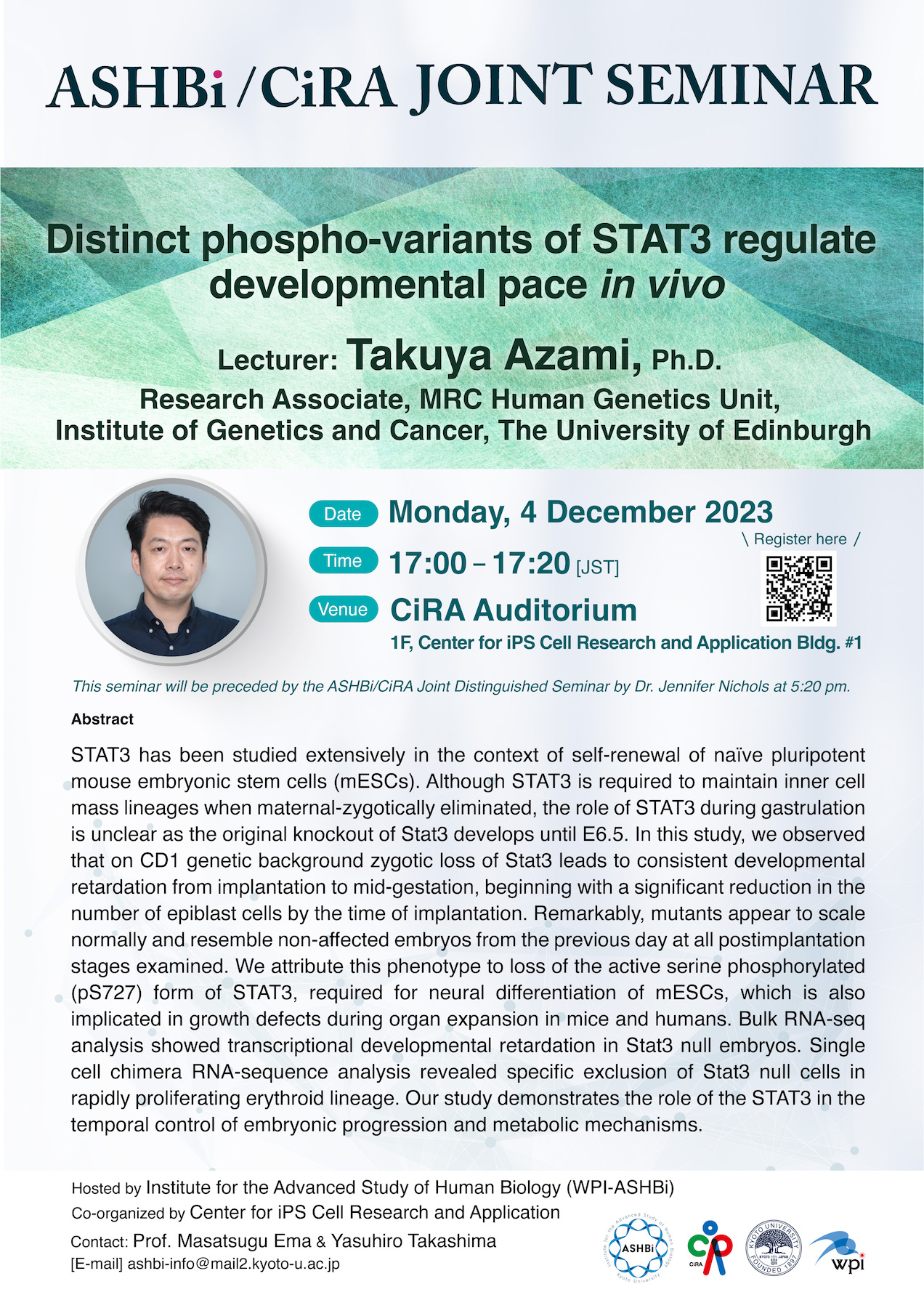ASHBi/CiRA Joint Seminar (Dr.  Takuya  Azami)