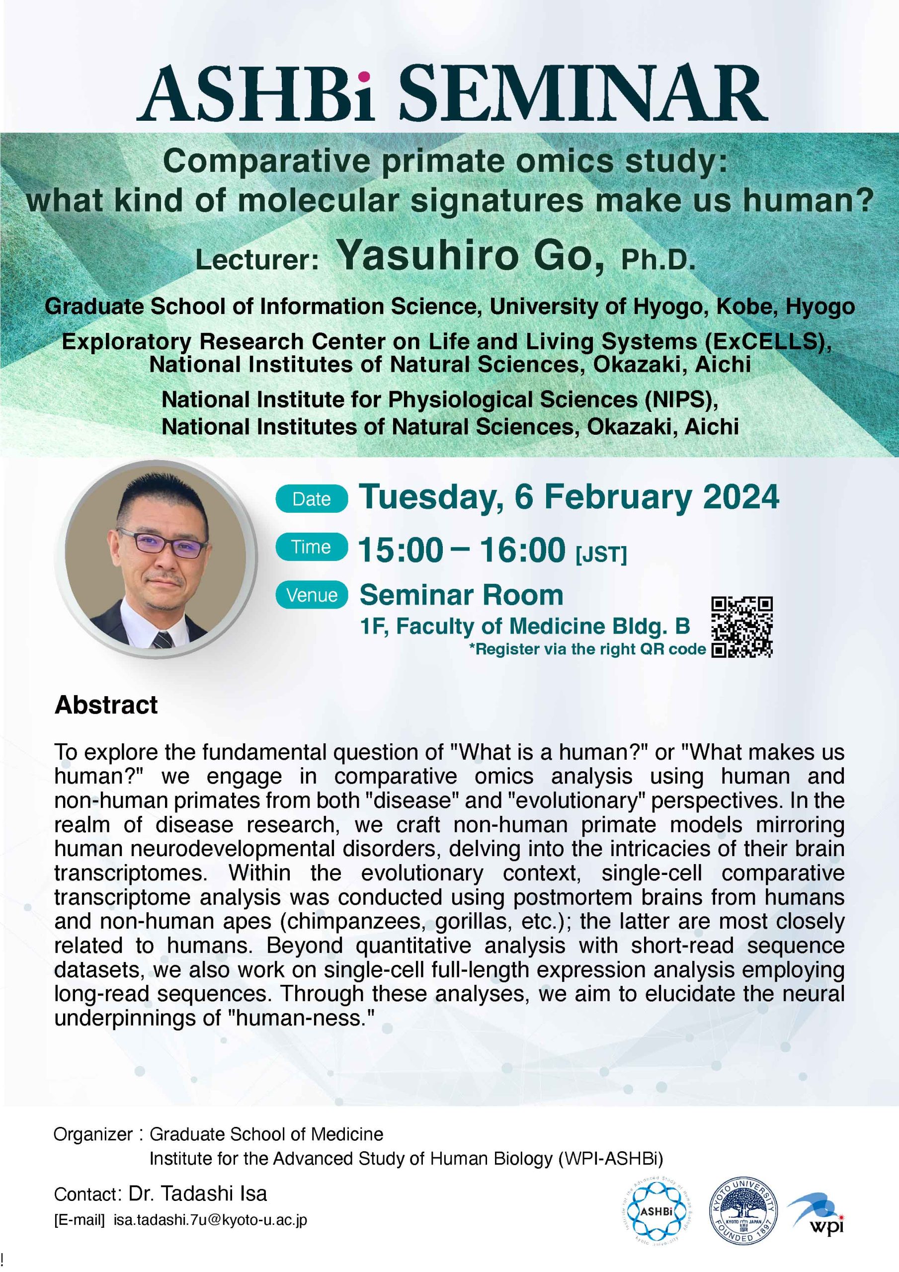 ASHBi Seminar (Dr.  Yasuhiro  Go)