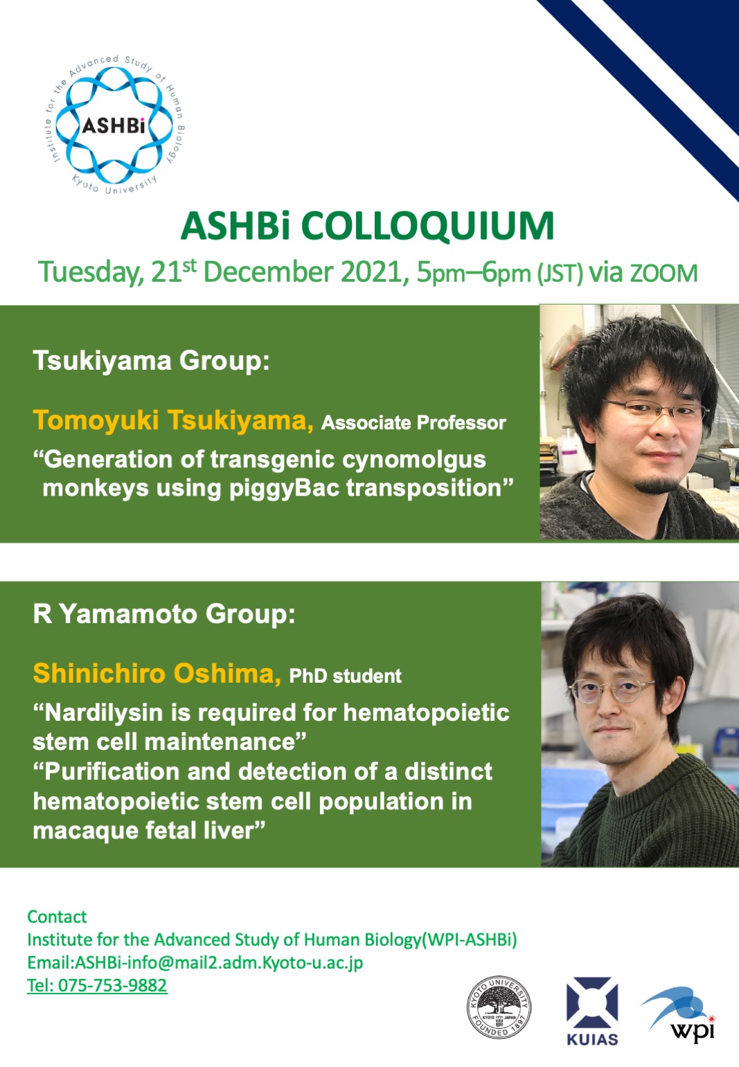 22nd  ASHBi Colloquium (Tsukiyama Group and R Yamamoto Group)
