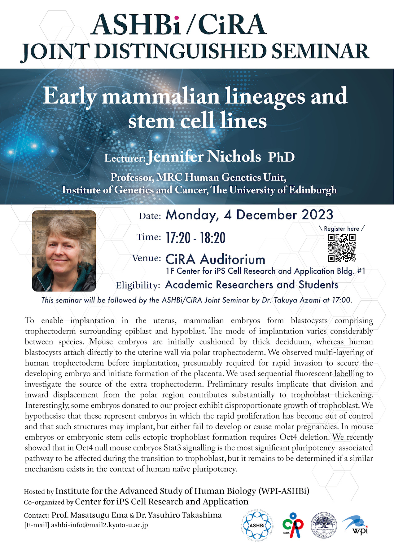 ASHBi/CiRA Joint Distinguished Seminar (Dr.  Jennifer  Nichols)