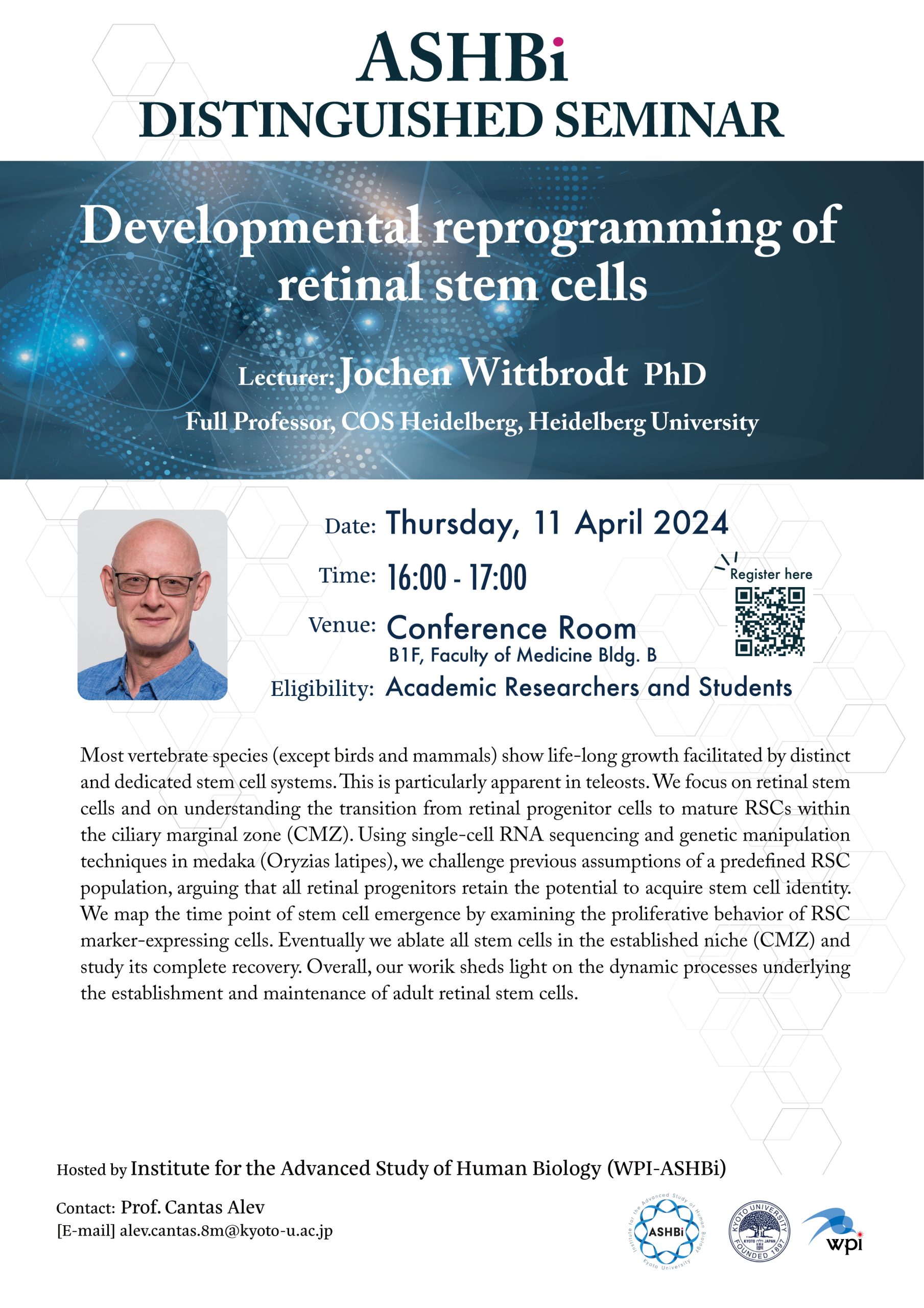 [CANCELLED] ASHBi Distinguished Seminar (Dr.  Jochen Wittbrodt)